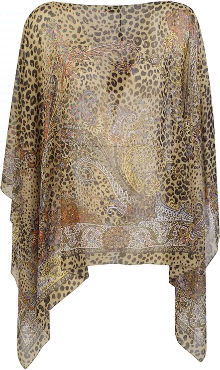 Etro Animalier Motif Poncho Brown