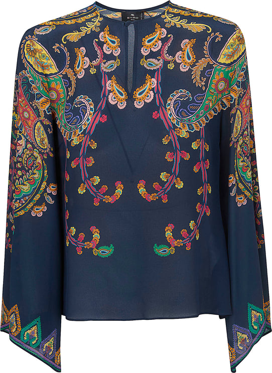 Etro ETRO WOMEN`S KEYHOLE BLOUSE WITH FLARED SLEEVES