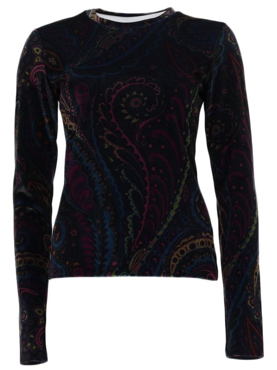 Etro Fitted Long-Sleeved Top with Intricate Paisley Pattern