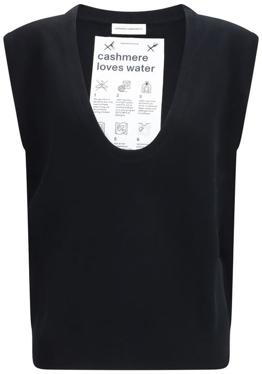 Extreme Cashmere Extreme Cashmere Black Elastane Sleeveles Sweater