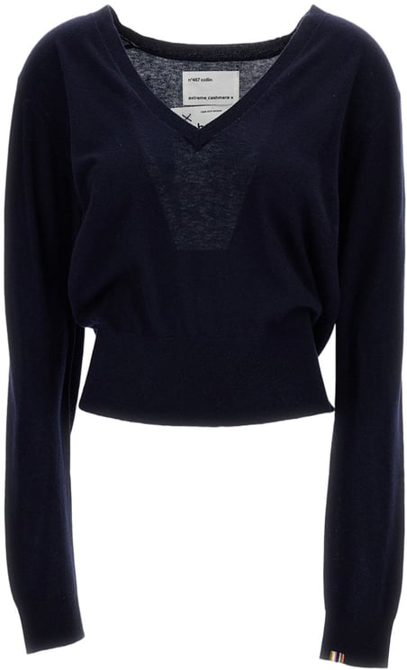 Extreme Cashmere Navy Blue N.467 Collin V-Neck Sweater