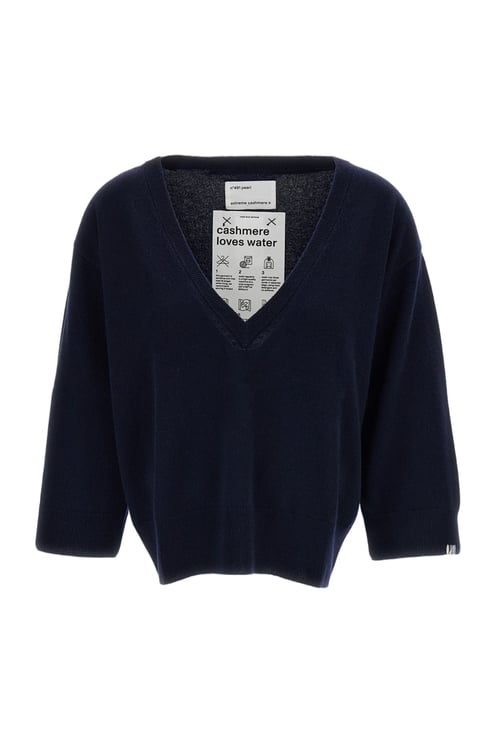 Extreme Cashmere Dark Blue Pearl Cashmere V-Neck Sweater