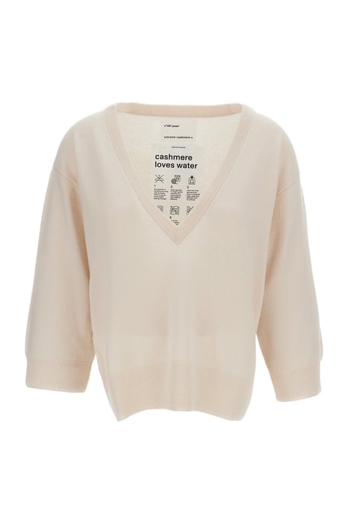 Extreme Cashmere Beige Pearl Cashmere V-Neck Sweater