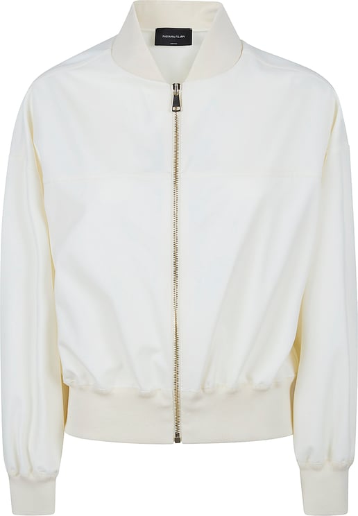 Fabiana Filippi High-Collared Bomber Jacket with Tulle Trim