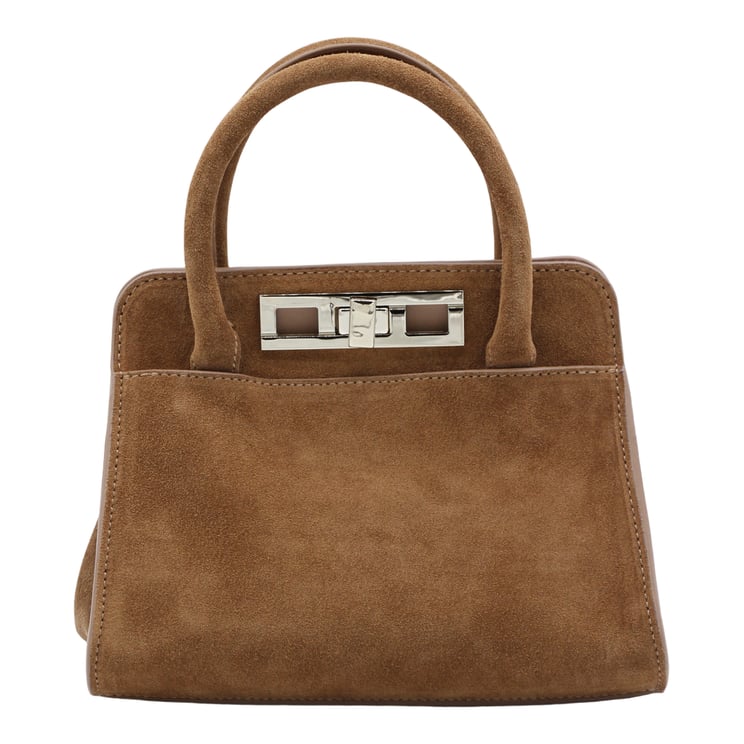 Fabiana Filippi Structured Suede Handbag With Metallic Turn-Lock Closure