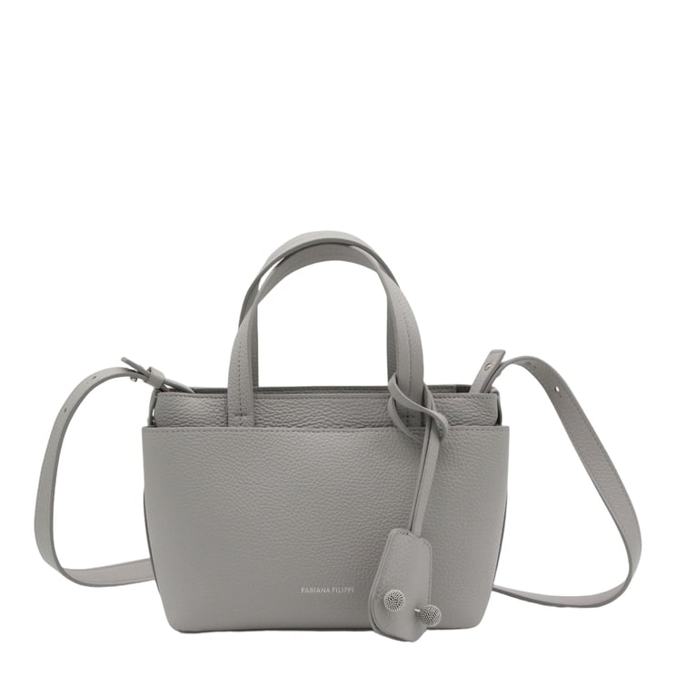 Fabiana Filippi Structured Grey Handbag with Pebbled Texture
