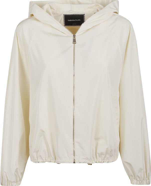 Fabiana Filippi Cropped White Coat with Minimalist Design and Hood
