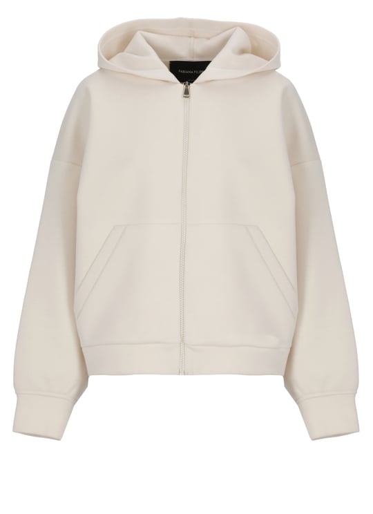Fabiana Filippi Ivory Lightpoint Detail Zip Hoodie