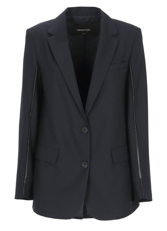 Fabiana Filippi Dark Blue Lightpoint Detail Blazer