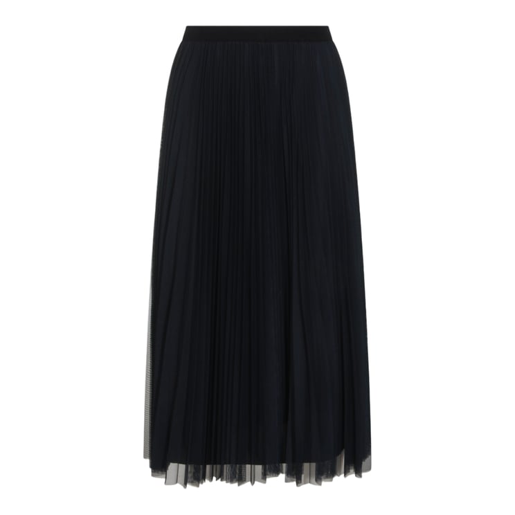 Fabiana Filippi Midi Skirt with Fine Pleats and Sheer Overlay
