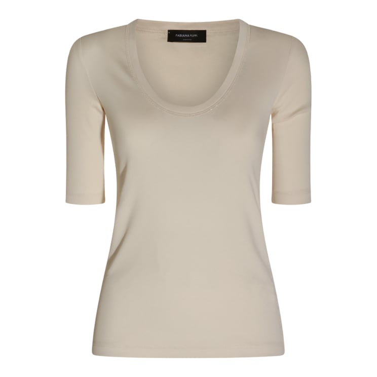 Fabiana Filippi Fitted Short-Sleeve Top with Scoop Neckline