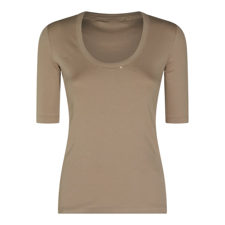 Fabiana Filippi Fitted Short-Sleeve Top with Scoop Neckline