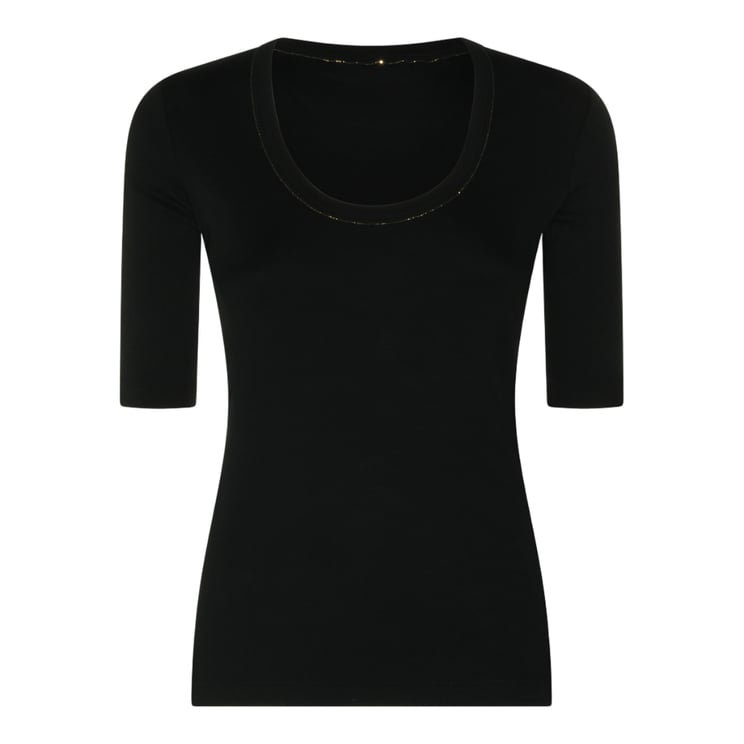 Fabiana Filippi Sleek Fitted Black Top with Scoop Neckline