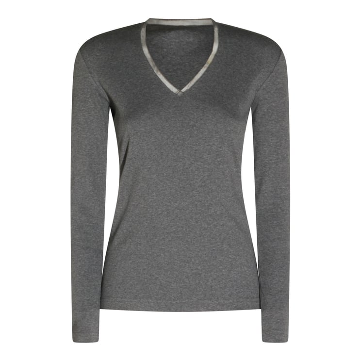 Fabiana Filippi Grey V-Neckline Top