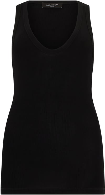 Fabiana Filippi Top without sleeves black deep neckline.