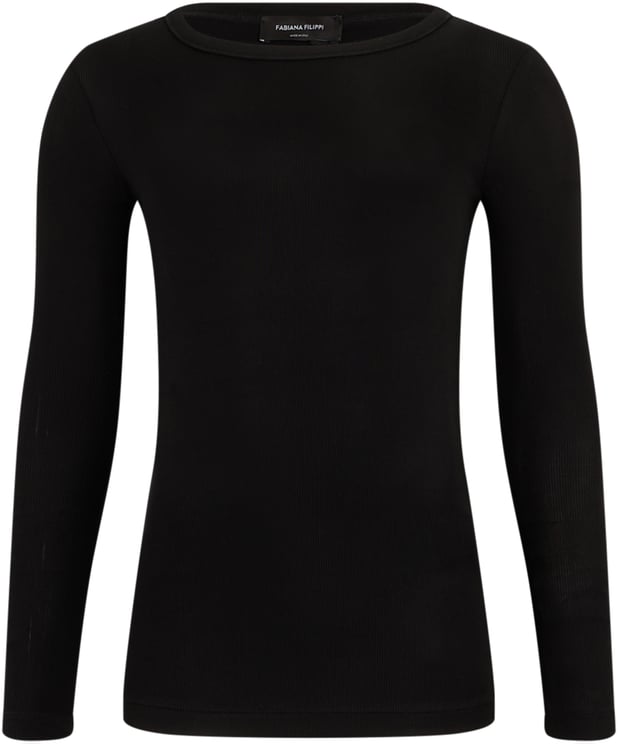 Fabiana Filippi Black long-sleeve shirt, versatile and comfortable.