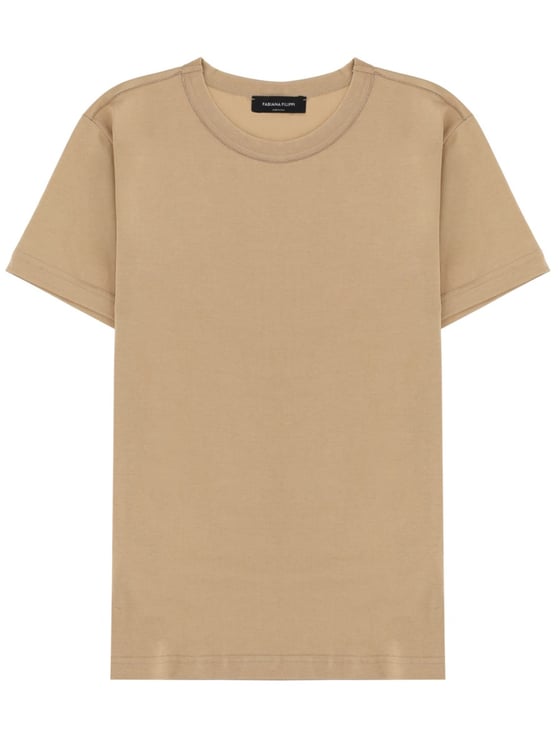 Fabiana Filippi Solid Brown Cotton Relaxed T-Shirt