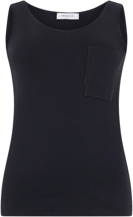 Fabiana Filippi Black sleeveless top, soft and versatile.