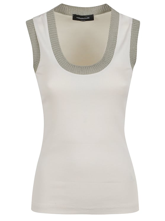 Fabiana Filippi Fitted Sleeveless Top with Ribbed Knit Trim