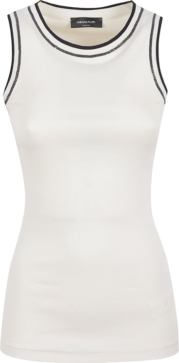 Fabiana Filippi Sleeveless Fitted Top with Contrasting Trim Detail