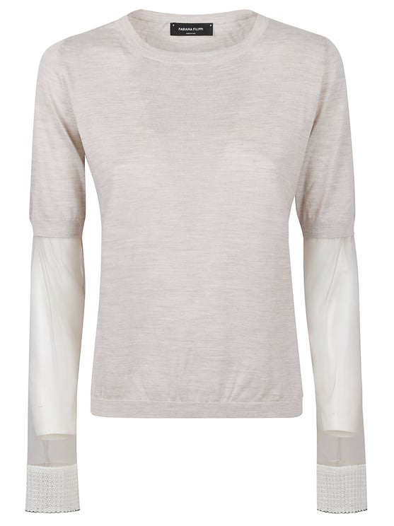 Fabiana Filippi Tulle Cashmere-Blend Short-Sleeve Top
