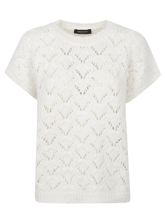 Fabiana Filippi White Cotton Cardo Sequin T-Shirt