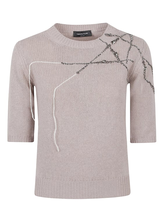 Fabiana Filippi Diamond Cashmere Knit Short-Sleeve Top