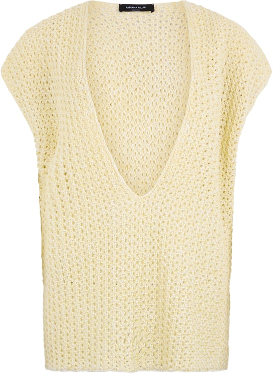 Fabiana Filippi Light knitted vest with deep V-neck