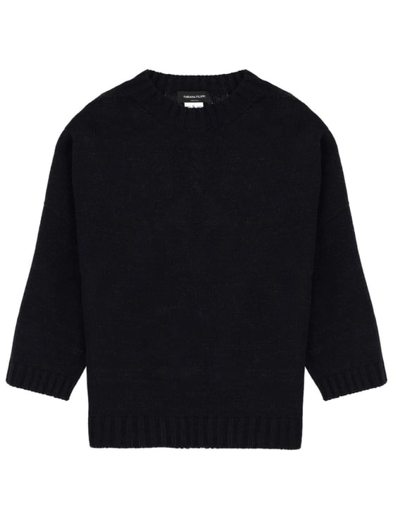Fabiana Filippi Neutrals Cropped Ribbed Knit Wool Sweater