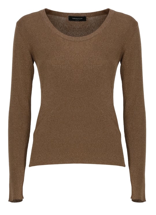 Fabiana Filippi Brown Lurex Long Sleeve Sweater