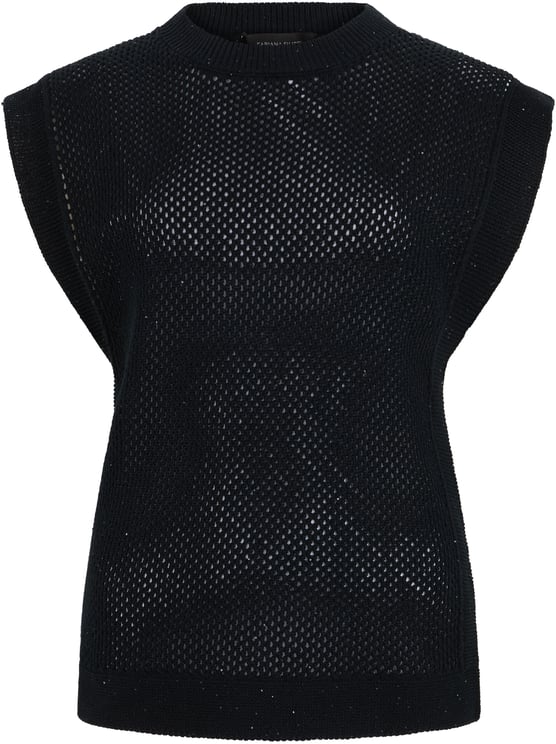 Fabiana Filippi Black sweater with short sleeves, versatile and elegant.