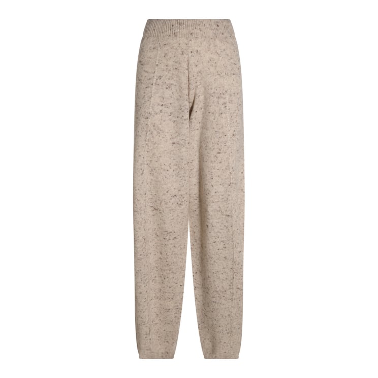 Fabiana Filippi Beige Speckled Wool Pants with Elasticated Waistband