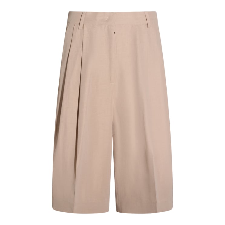 Fabiana Filippi High-Waisted Beige Shorts With Pleated Detailing