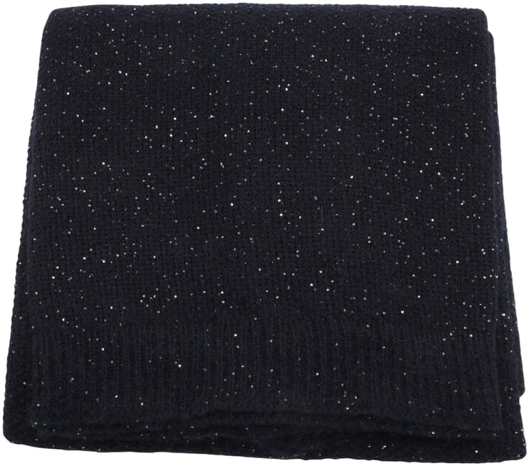 Fabiana Filippi Knitted Dark Blue Scarf with Subtle Shimmer
