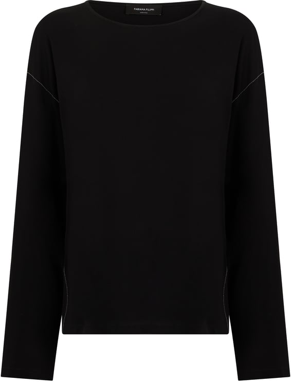 Fabiana Filippi Black blouse with long sleeves, minimalist and versatile.