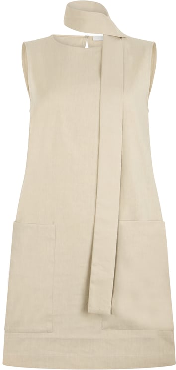 Fabiana Filippi Sleeveless sand-colored dress, minimalist and chic.
