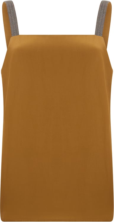 Fabiana Filippi Sleeveless camel-colored top, summer and elegant.