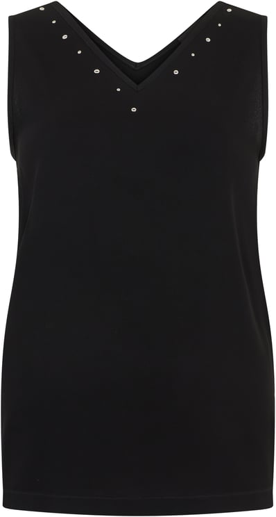 Fabiana Filippi Black top without sleeves with a V-neck and decorative studs.