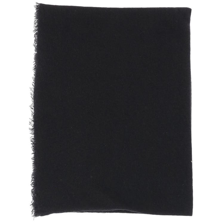 FALIERO SARTI Fringed Black Cashmere Scarf With Rectangular Design