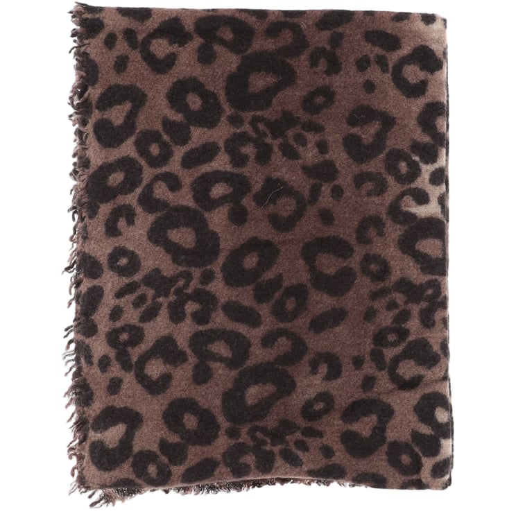 FALIERO SARTI Rectangular Fringed Scarf With All-Over Animal Print