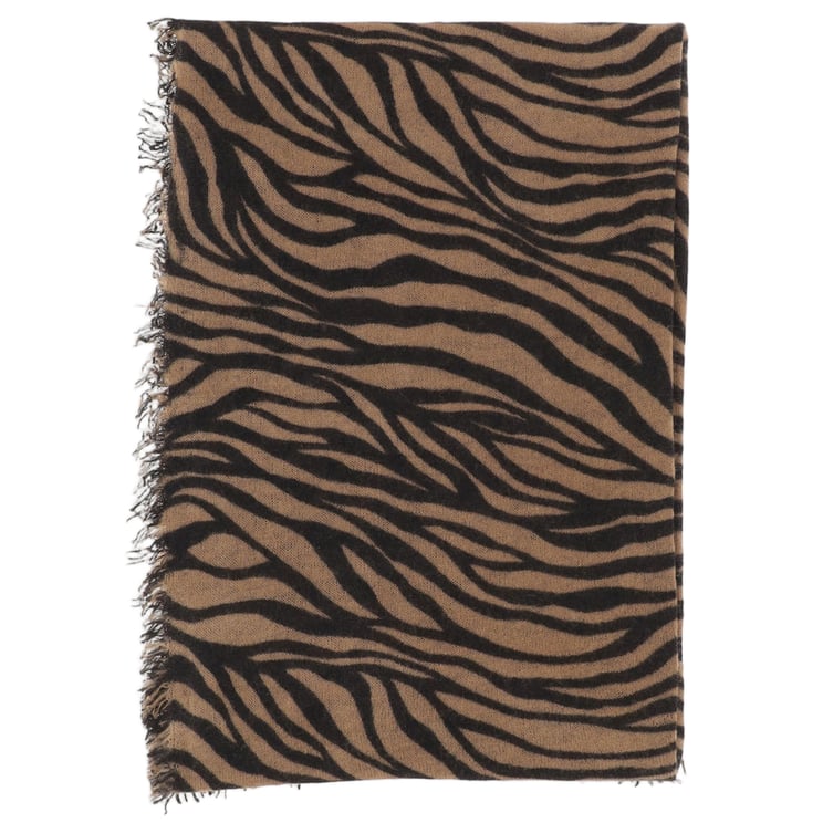 FALIERO SARTI Fringed Cashmere Scarf With All-Over Animal Print
