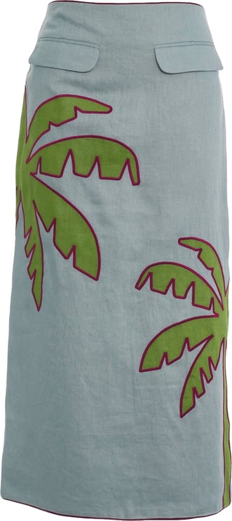 FARM Rio Linen skirt with embroidery