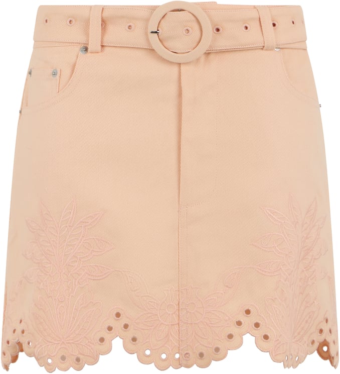 FARM Rio Short denim skirt with perforations