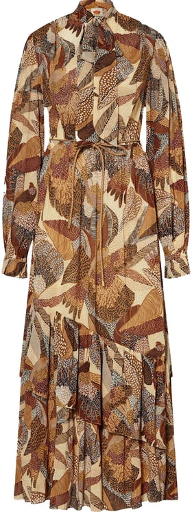 FARM Rio Maxi-jurk met stippen en ara's