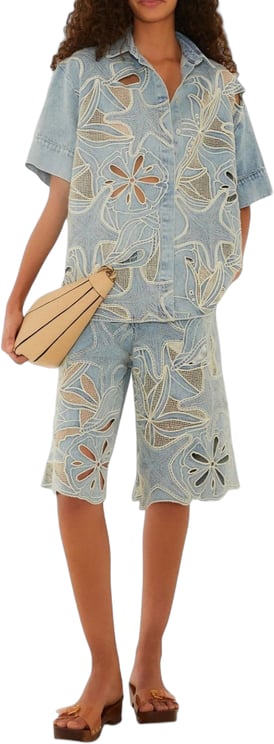 FARM Rio SEAS DESIRE EMBROIDERED DENIM SHIRT