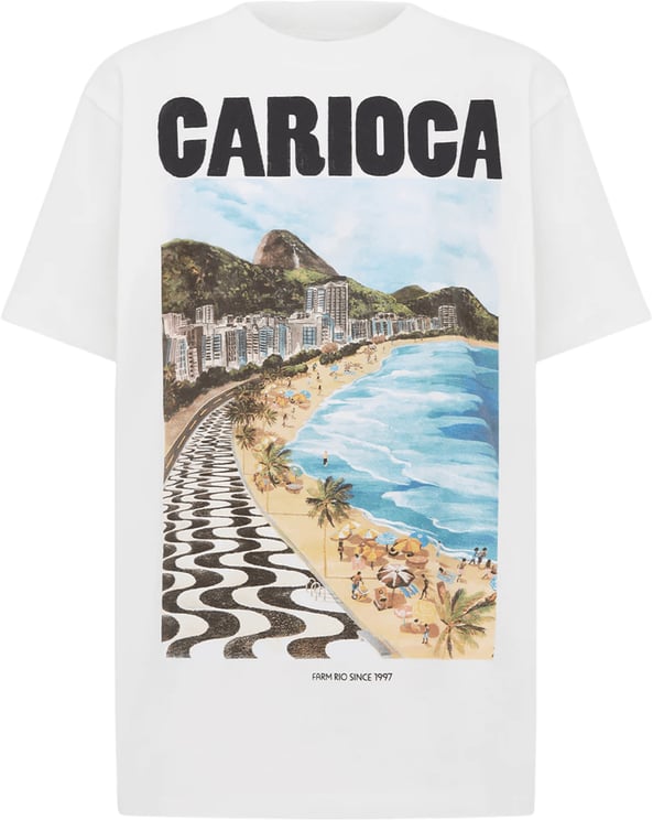 FARM Rio LANDSCAPE CARIOCA OFF-WHITE RELAXED T-SHIRT