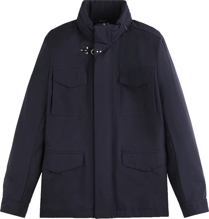 Fay Navy Blue Field Stretch Utility Jacket