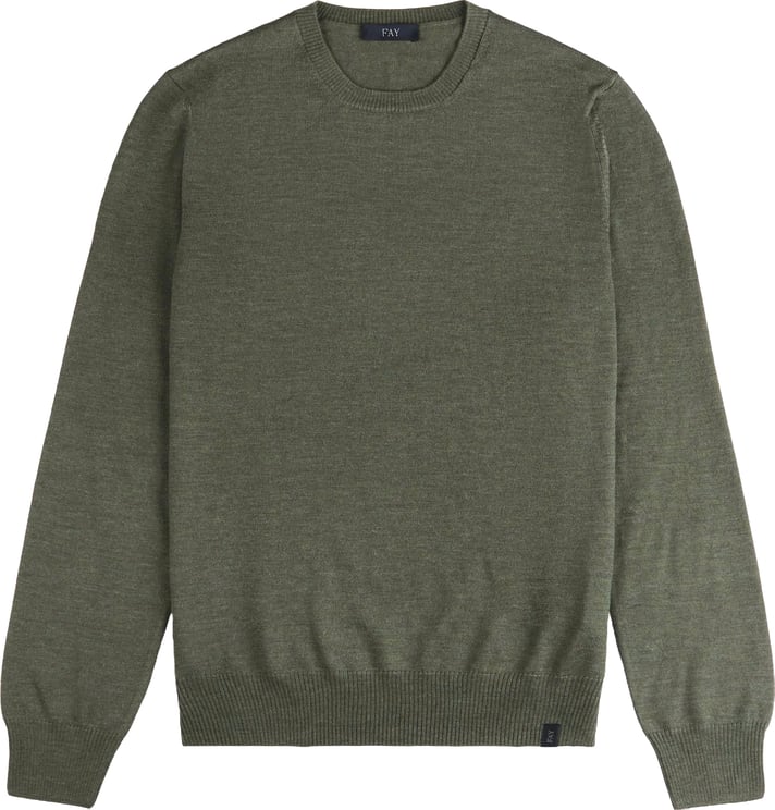 Fay Refined Wool Crew Neck Sweater