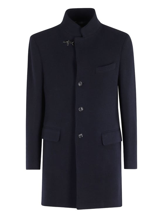 Fay Dark Blue Long Buttoned Coat