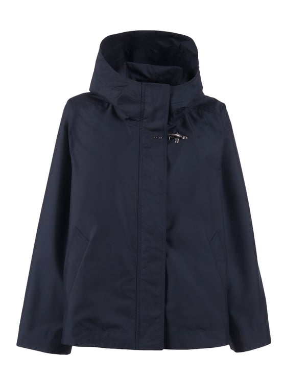 Fay Boxy Cropped High Collar Hooded Jacket